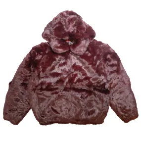 Winter Fur Men's Wine Rabbit Fur Hooded Bomber Jacket