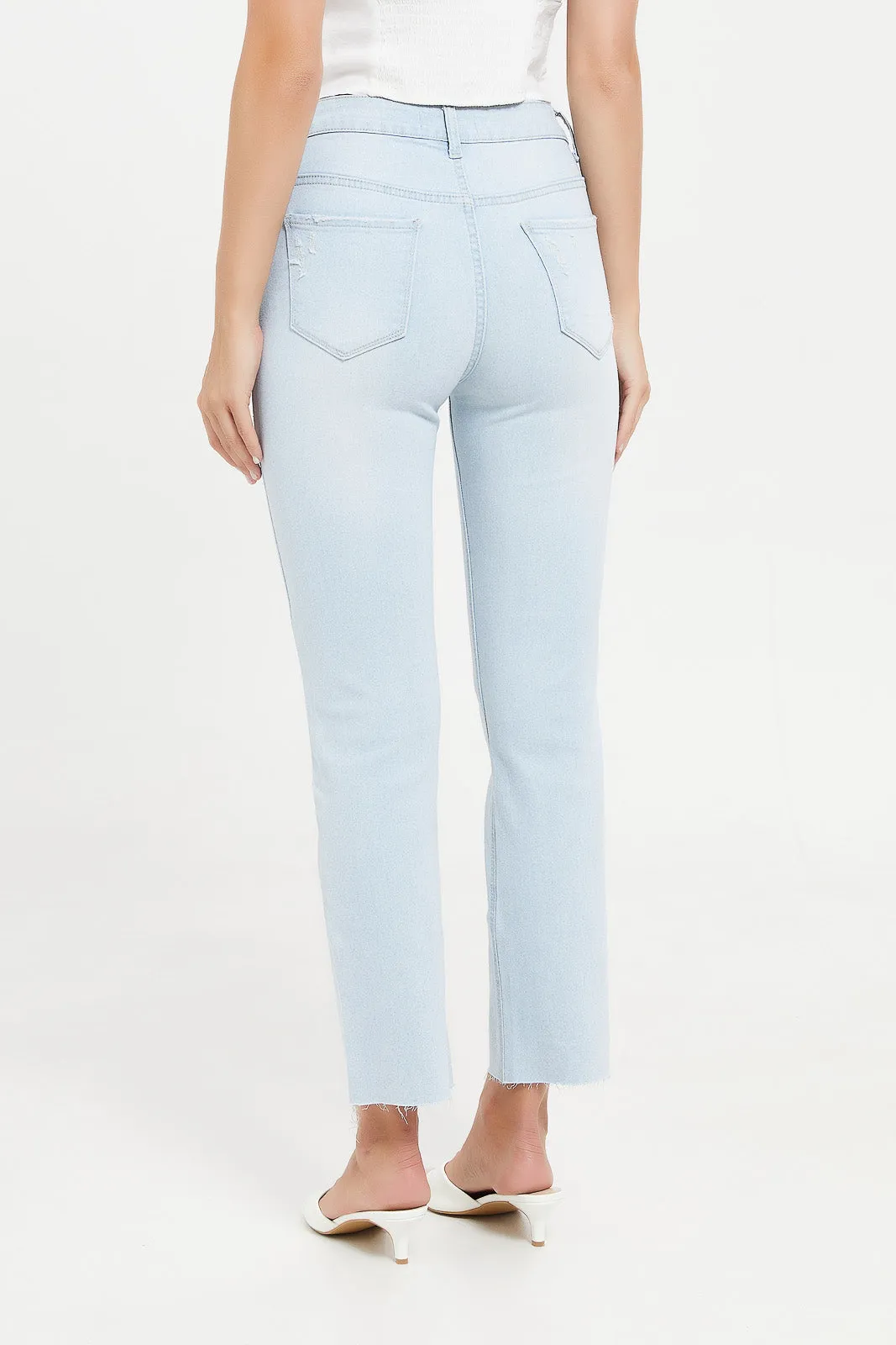 Women Blue Mid-Rise Waist Flared Jeans