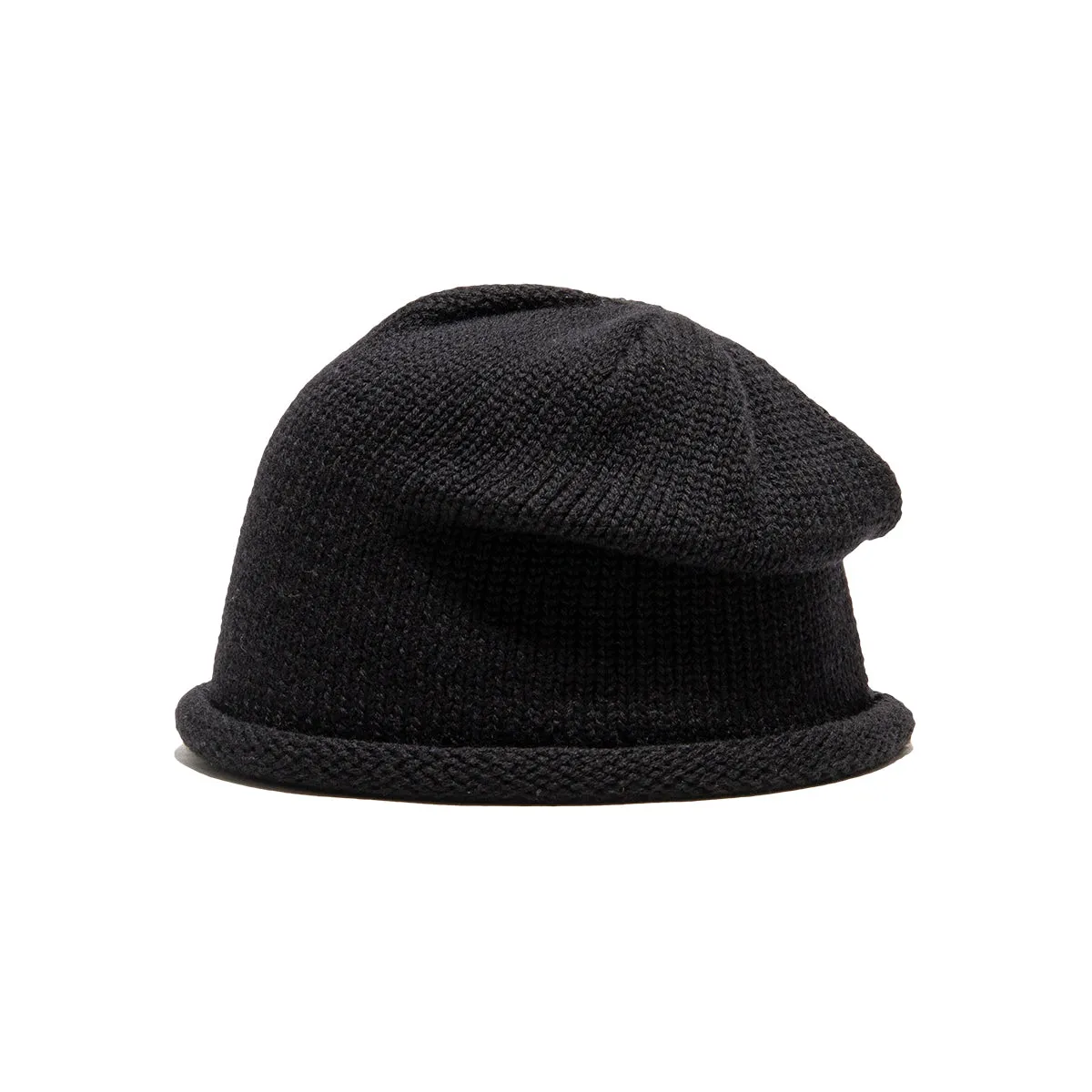 WOOL ROLL WATCH CAP - Black