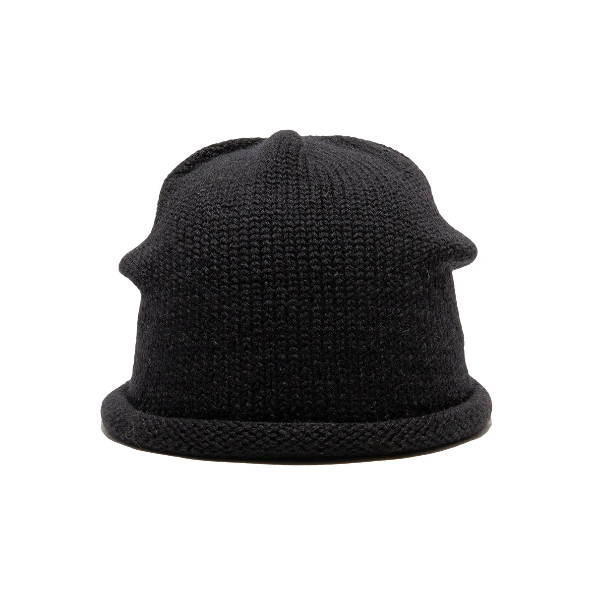 WOOL ROLL WATCH CAP - Black